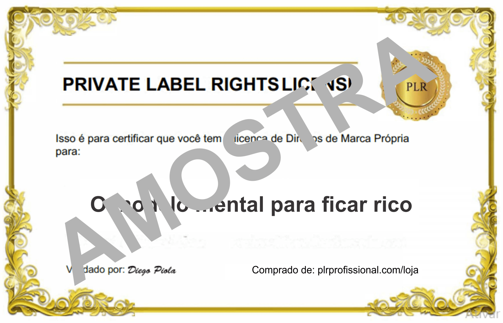 licença PLR AMOSTRA licença PLR AMOSTRA