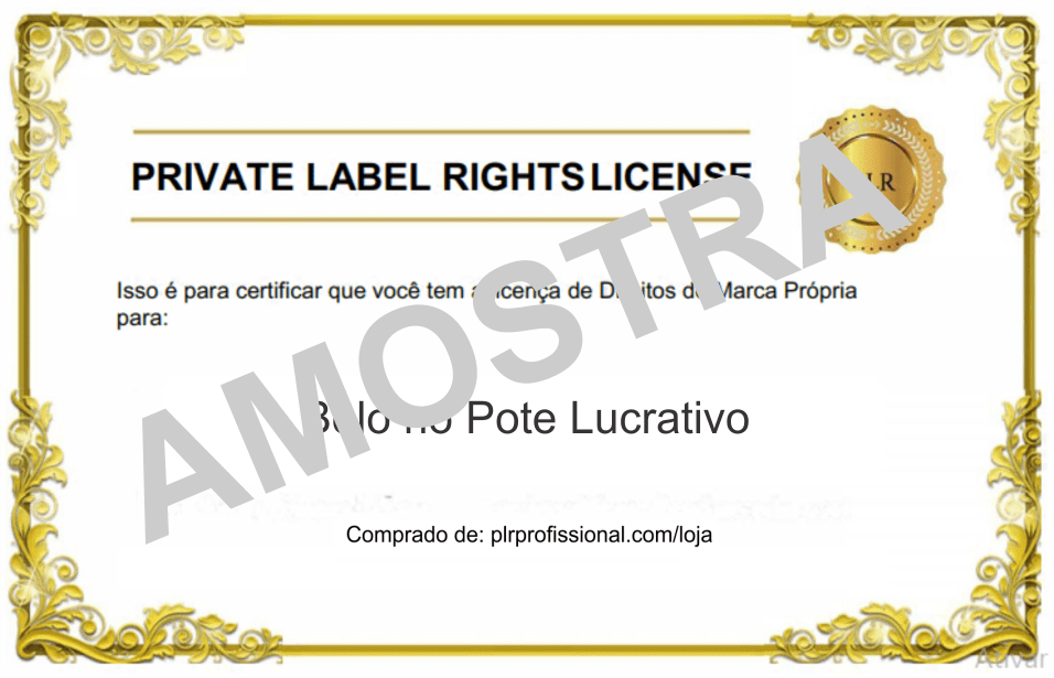 Licença PLR - Amostra Licença PLR - Amostra